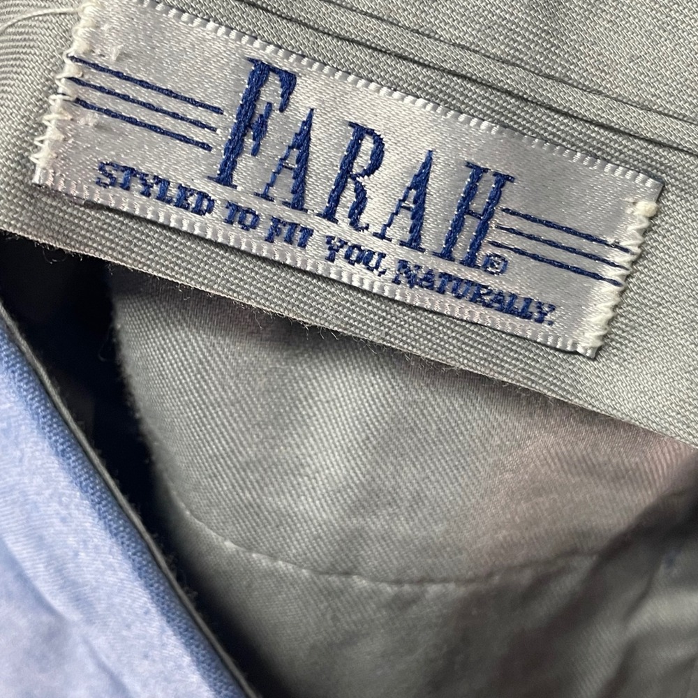 Farah Mens Dress Pants 33x30 Blue Flat Front Vintage Casual Slacks - Picture 4 of 7